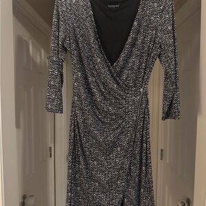 Express Black and White Long Sleeve Dress